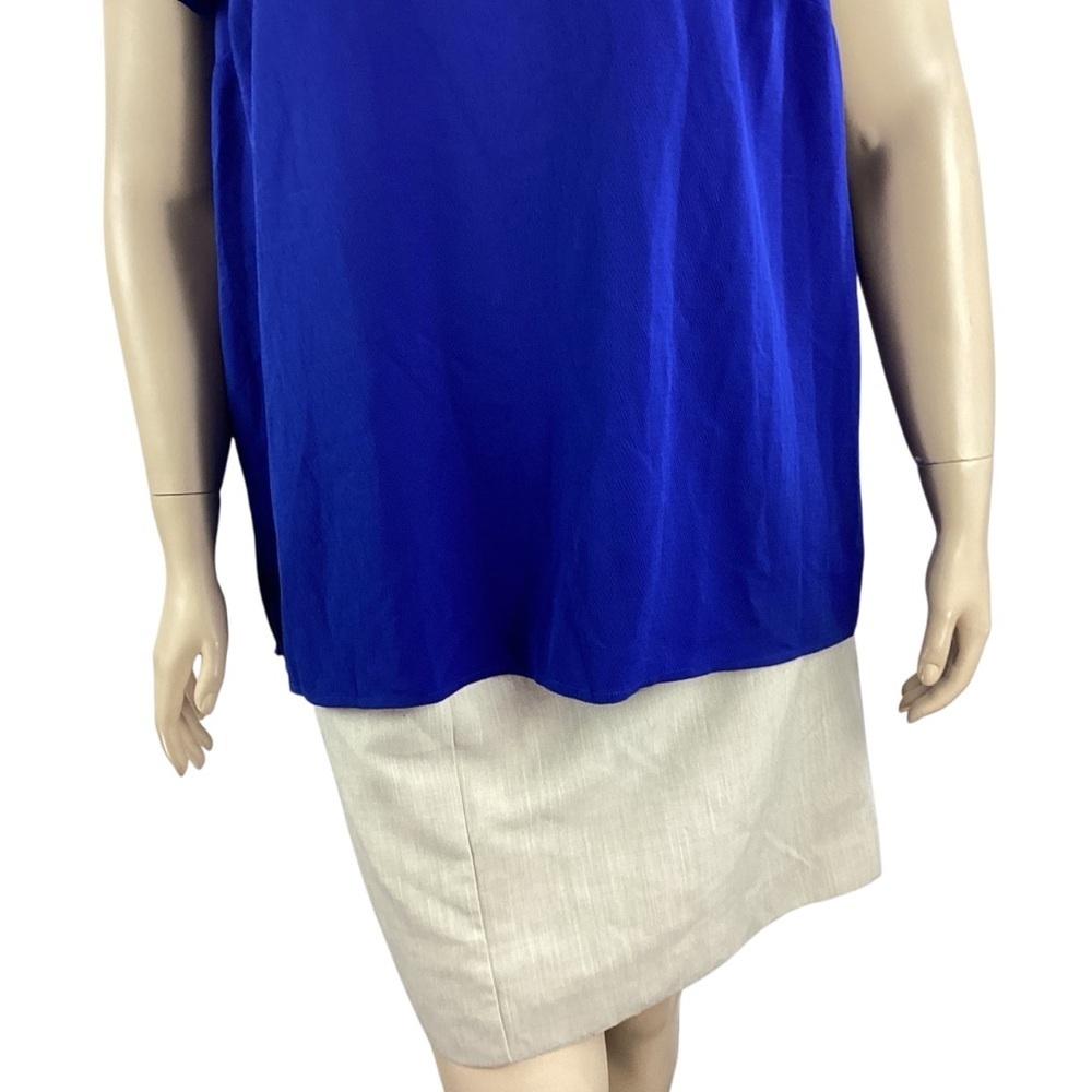 Torrid 2X Blue Sheer Dot Neck Blouse - Picture 3 of 7